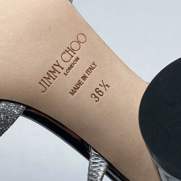 Jimmy Choo Plum Metallic Leather & Glitter Slingback Sandals size 36.5 - Picture 12 of 12